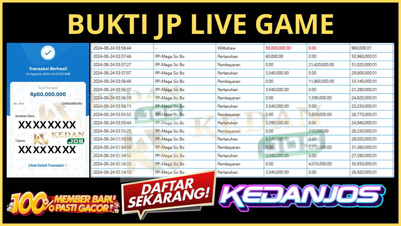 BUKTI JP LIVE GAME 50JT